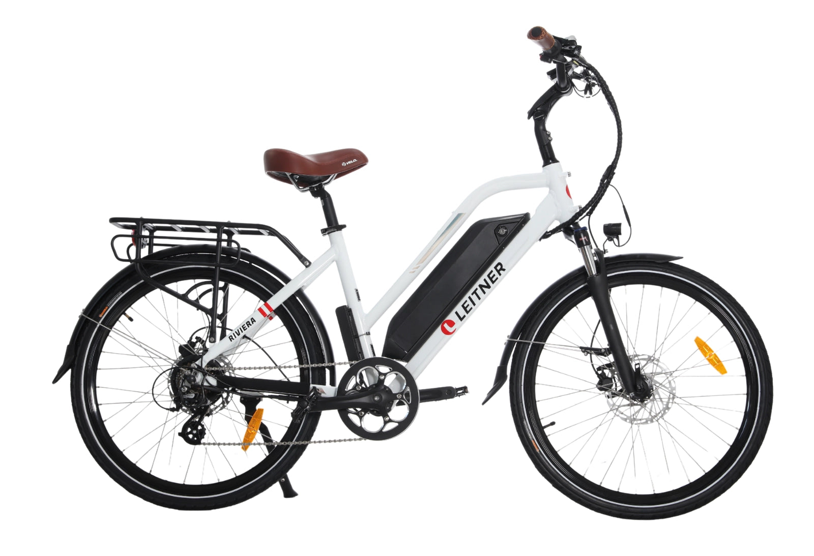 Leitner Riviera step-through e-bike, side profile on white background